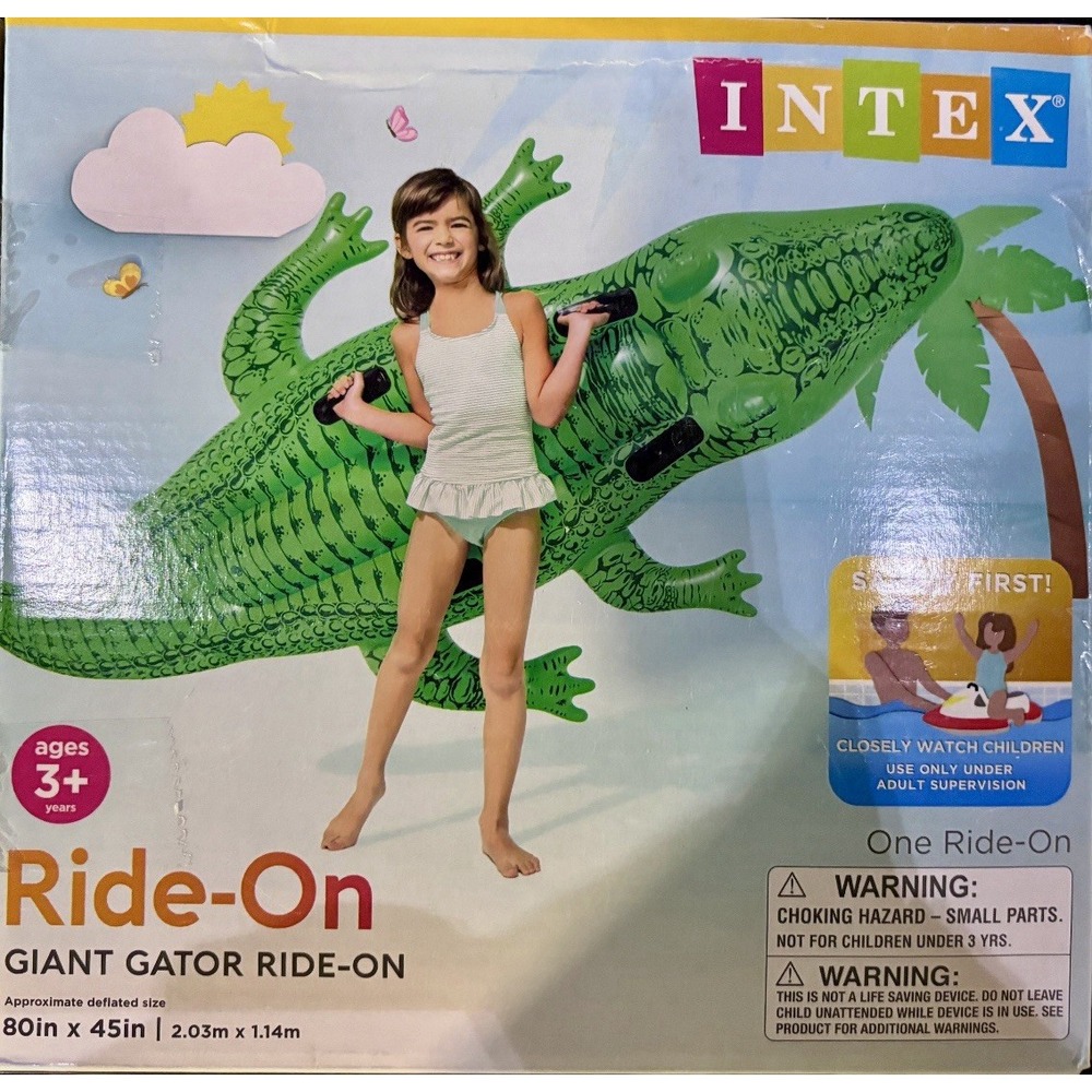 INTEX Inflatable Ride On GIANT GATOR ALLIGATOR Swimming Pool Float Toy 80" x 45"